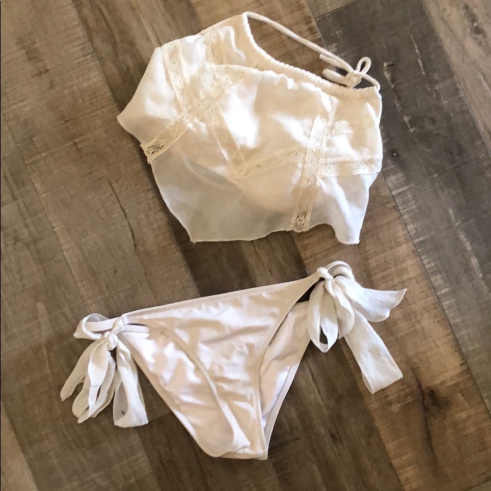 Victoria secret cream lace scarf bikini